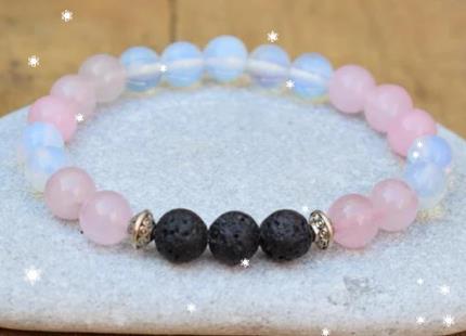 108Pink Quartz Bracelet Lotus Lucky Tree Pendant Labradorite Braided Bracelet Agate Tiger Eye Elastic Bracelet