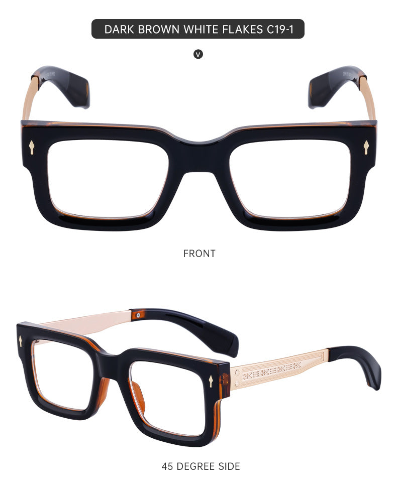 Fashion Square Frame Non-Prescription Glasses for Men, Can Be Fitted with Prescription Lenses, Optical Frame, Small Frame Glasses, Hot Sale