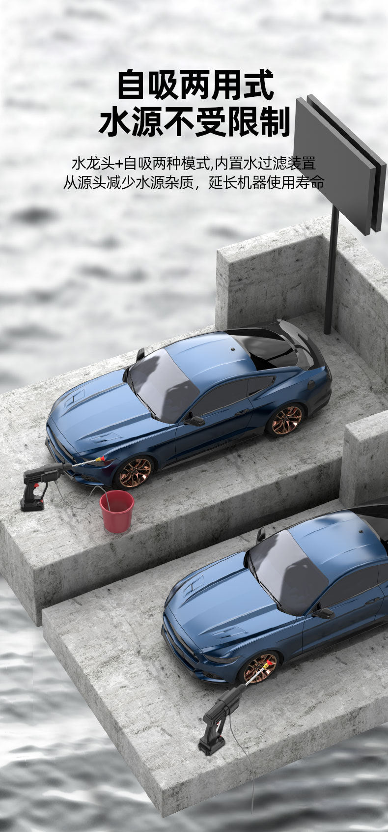 Car Wash Water Gun Household Electric Car Washer Rechargeable Car Wash Gun Watering Flowers Lithium Battery Wireless High Pressure Water Gun Factory Direct Sales