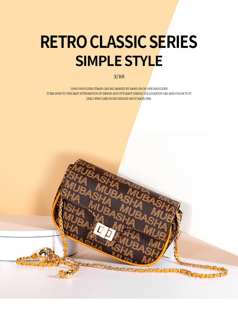 New Trendy Chain Bag for Women, Vintage Floral Shoulder Bag, Light Luxury Small Square Bag, Retro Stylish Crossbody Bag