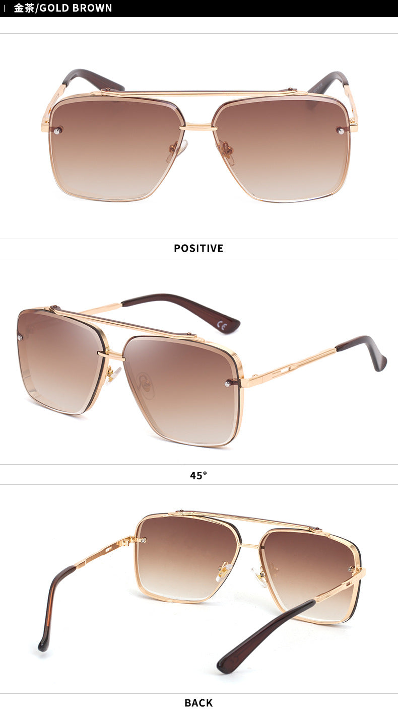 Square Frame Sunglasses Men's Fashion Metal Rimless Cut Edge Sunglasses Women's Trendy No-Makeup Glasses MACH SIX1261