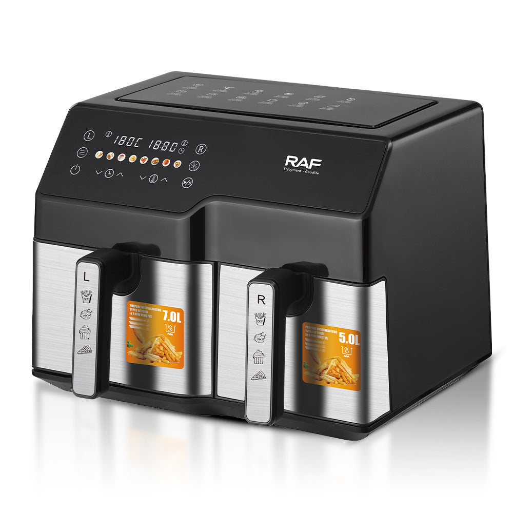 RAF European Standard Air Fryer Double Pot Large Capacity Multifunctional Household Electric Fryer No Oil Smoke Smart Touch Screen