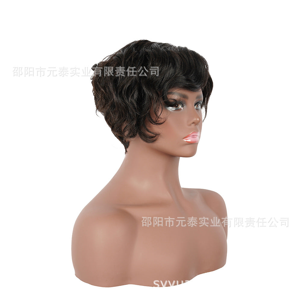 Full Real Human Hair Wig Short Curly Hair European American African Medium Short wigs Hand Crochet