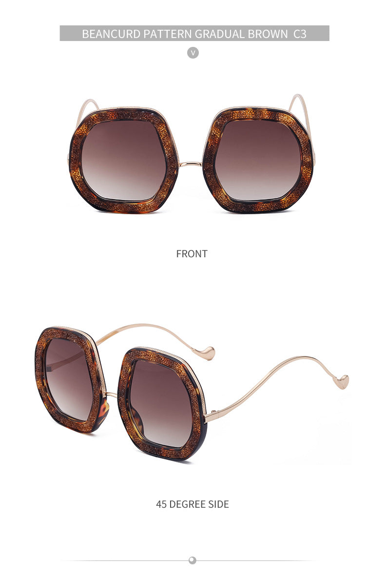 European and American Style Women's Sunglasses with Rhinestones, Irregular Polygonal Large Frame Sunglasses, Trendy High-End Glasses Wholesale