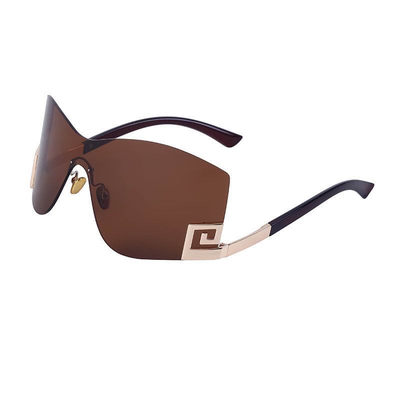 European and American Fashion Frameless Windproof Sunglasses for Women Trendy Large Frame Sunglasses Women's Glasses Wholesale sunglasses