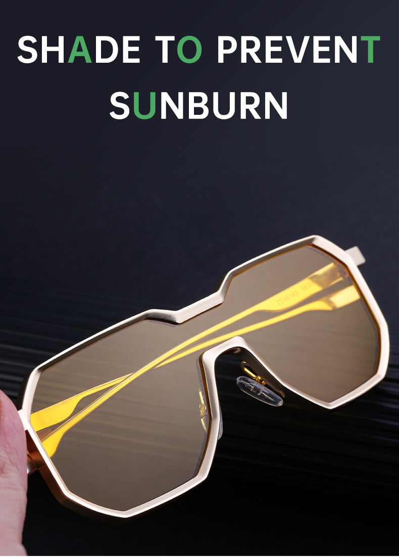 Irregular Steampunk Style Sunglasses European and American Metal Full Frame Integrated Sunglasses for Men Driving Glasses Wholesale