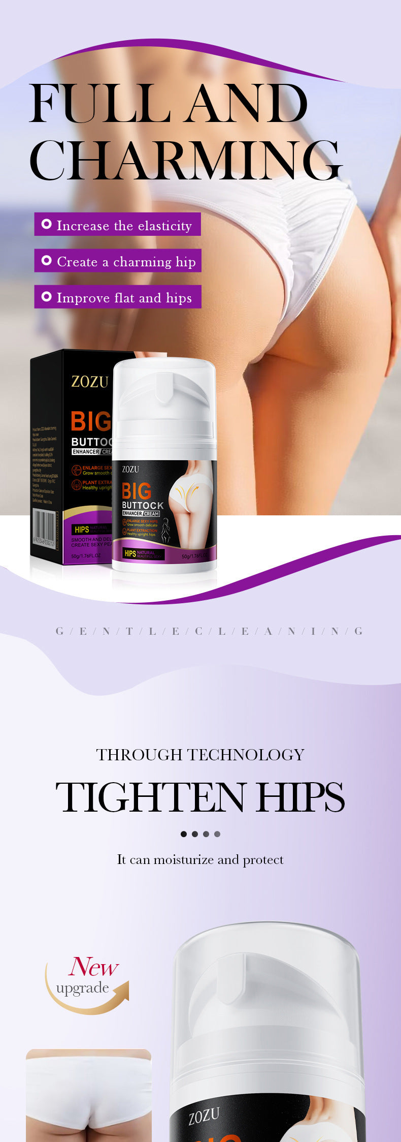 Buttocks Enhancement Cream50g ZOZU Plump and Lift Butt Body Care Products Cross-Border Wholesale