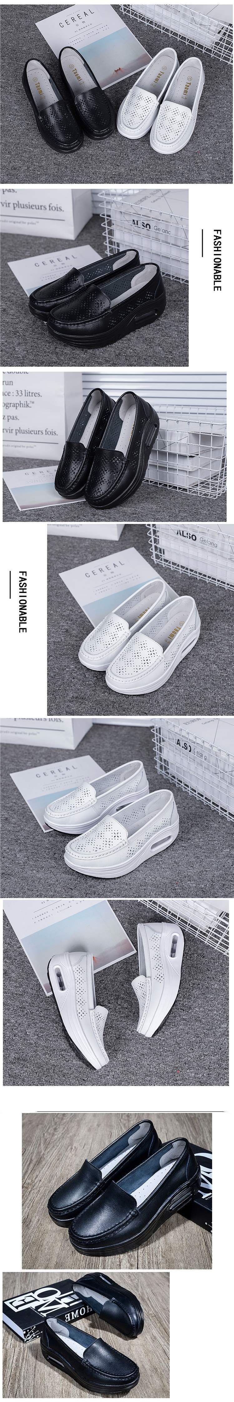 Summer Hollow Breathable Platform Shoes Thick Sole Nurse Shoes Mom Shoes Korean Style Wedge Waterproof Platform Rocking Shoes
