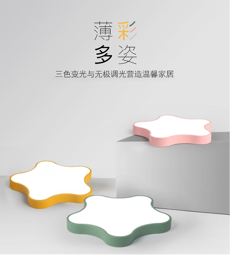 Macaron Five-Pointed Star Ceiling Light led Children's Room Lamp Nordic Iron Art Bedroom Lamp Kindergarten Cartoon Lighting