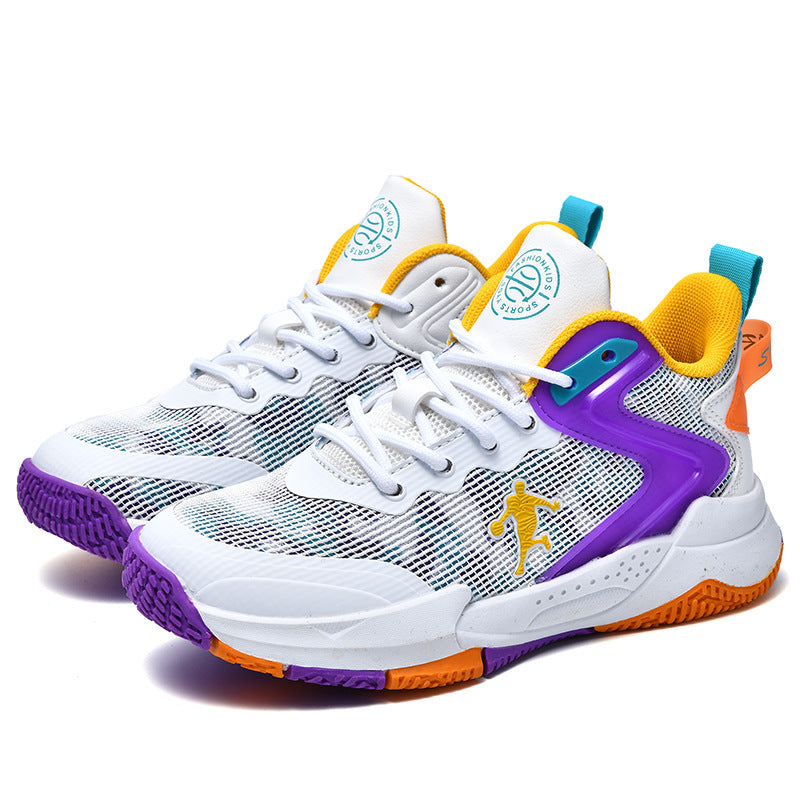 Spring and Summer Children's Basketball Shoes for Big Kids, Mesh Breathable Girls' Sports Shoes, Boys' Training Sneakers, Breathable and Comfortable