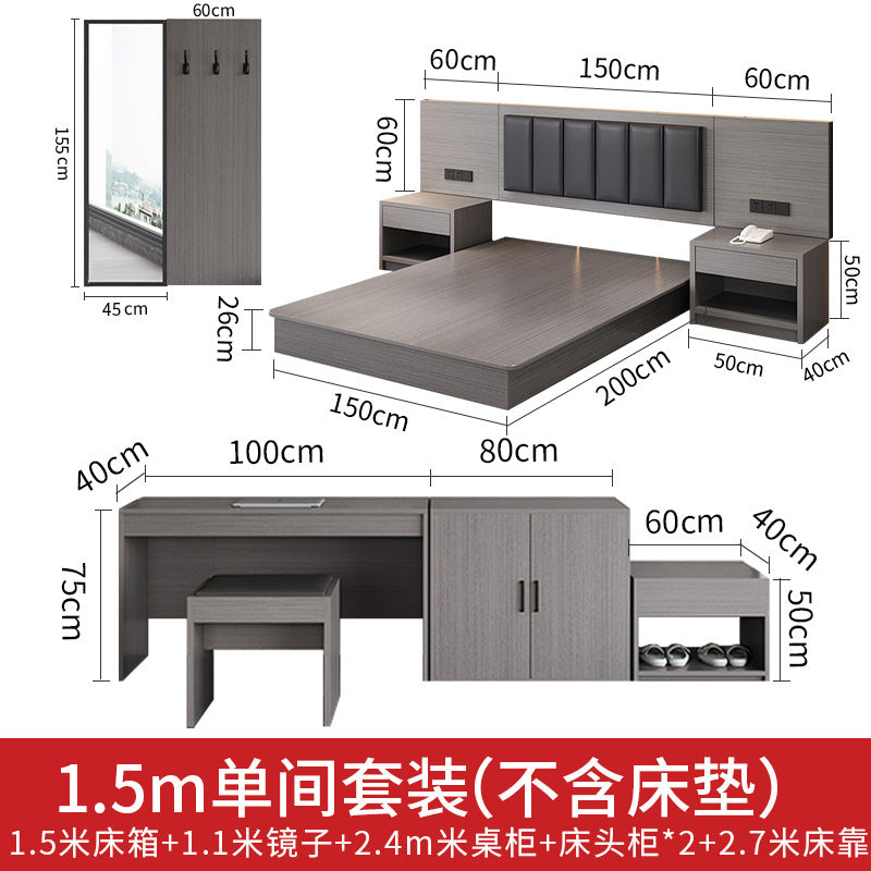 Hotel Guesthouse Bed Standard Room Full Set Furniture Apartment Homestay Single Double Bed Hotel Rental Room Special Bed Box