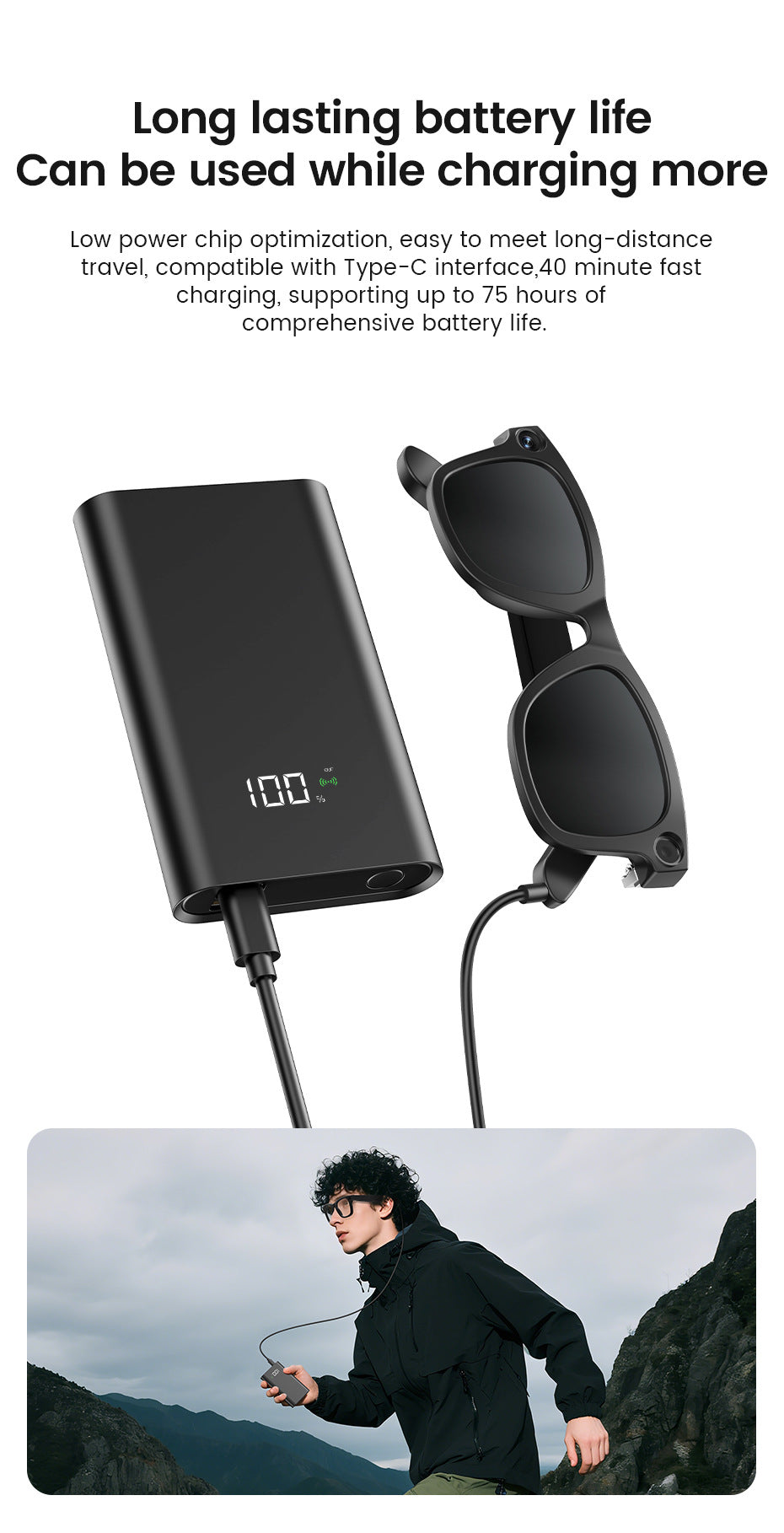 E03Smart Glasses800100 Megapixel Camera with Image Stabilization1200P Video Recording AI Simultaneous Translation Character Recognition