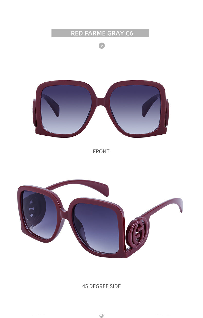 European and American fashion large frame sunglasses for women with a high-end feel INS Wind Sunglasses Sun Protection No Makeup Glasses Square Frame sunglasse