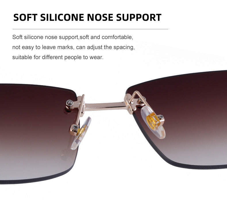 【Customization】European and American Frameless Cut Edge Sunglasses with Rhinestones Square Frame Sunglasses for Women sunglasses