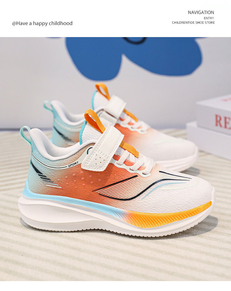 Children's Ultra-light Shock-absorbing Anti-slip Running Shoes Spring and Summer Medium and Large Children's Mesh Breathable Sports Shoes Children's Shoes Breathable Shock-absorbing