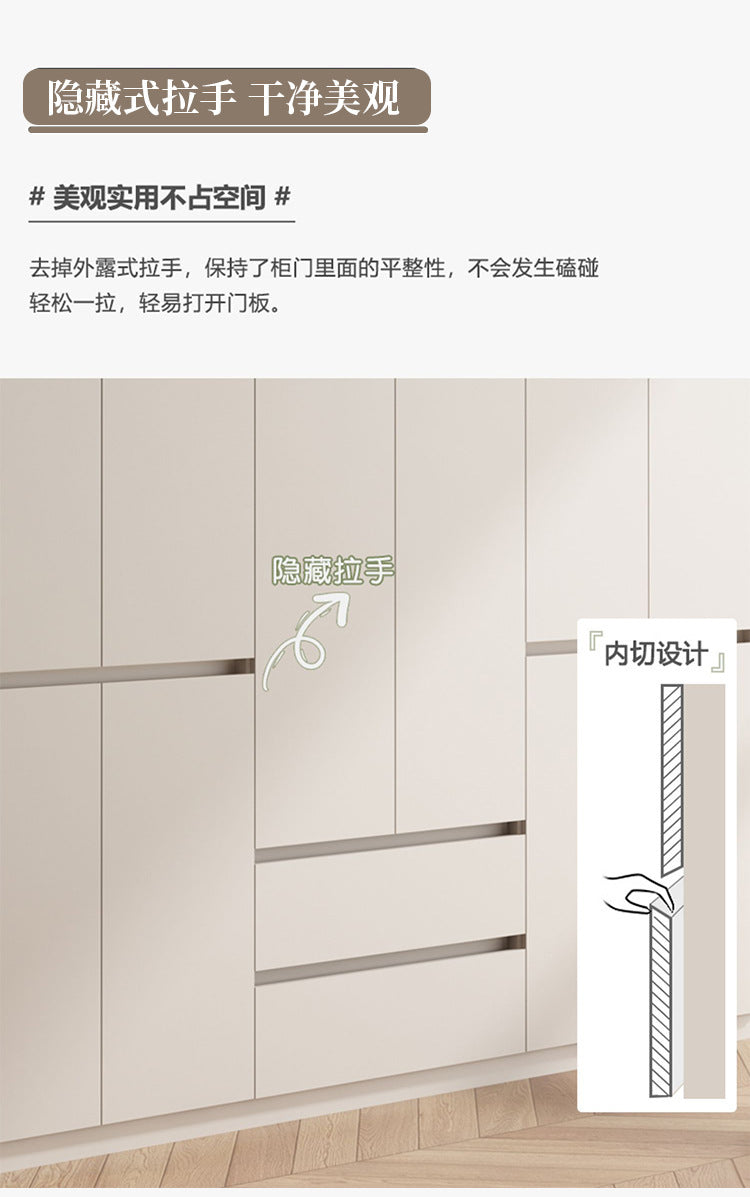ENF Grade Solid Wood Wardrobe for Home Bedroom, No-Assembly Storage Cabinet, Cream Style Oak Segmented Custom Wardrobe