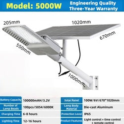 Outdoor Lighting Waterproof IP65 Remote Control Solar Light 300W350W500W1000W1600W2000W Led Solar Street Light