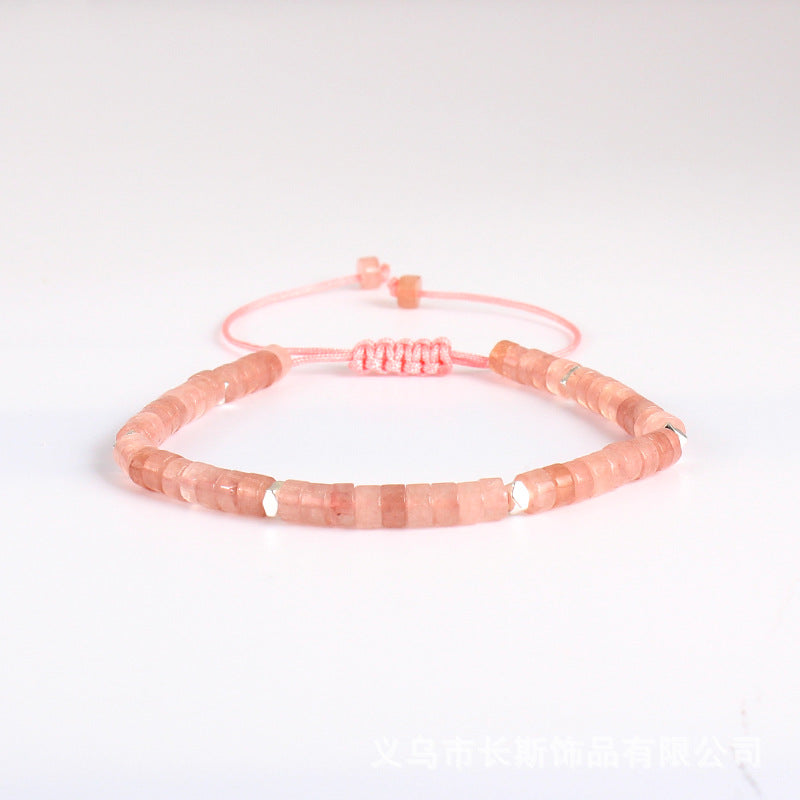 Women's Lapis Lazuli Handwoven Bracelet Natural Stone Beaded Green Imperial Adjustable Woven Bracelet