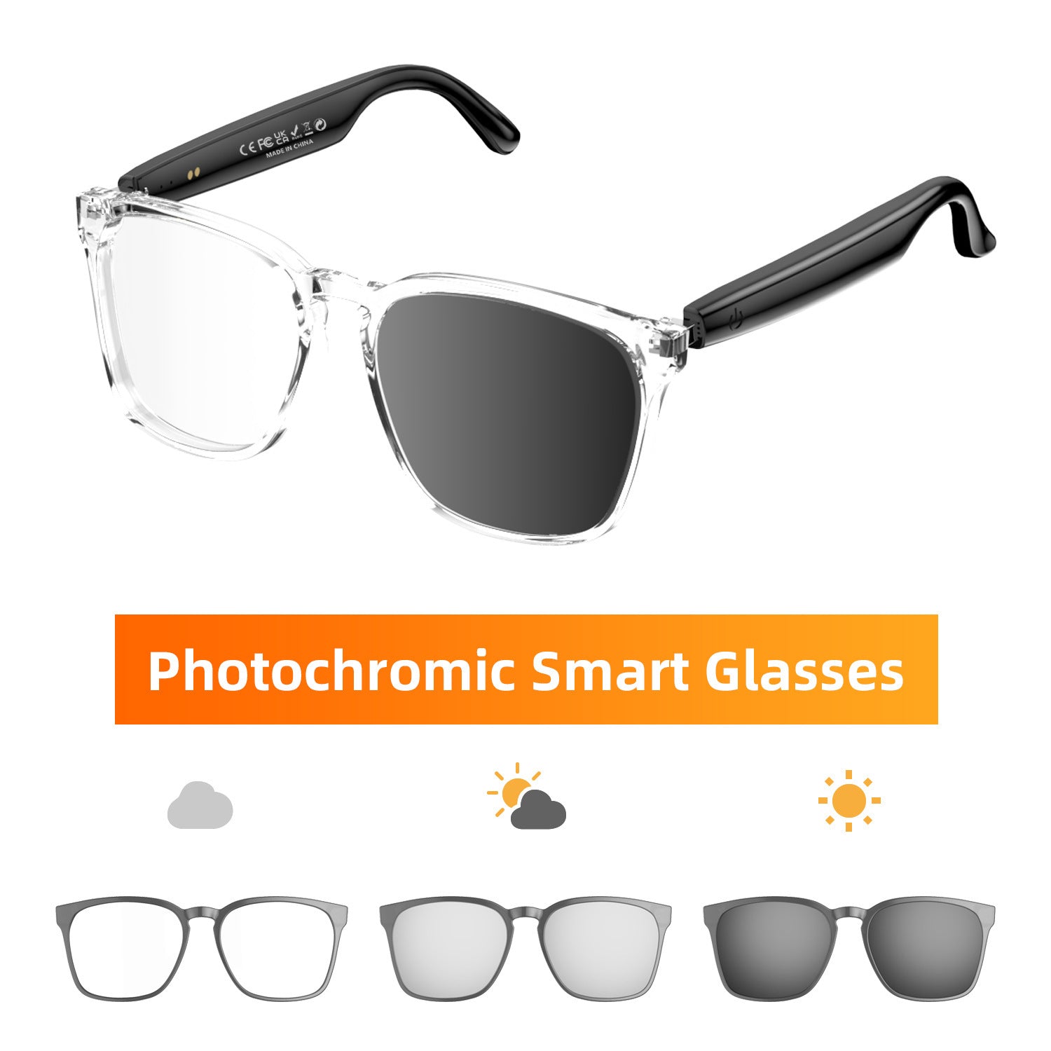 ai Translation Smart Glasses Photochromic Bluetooth Wireless Hands-Free Call Audio Multi-Function Driving Glasses