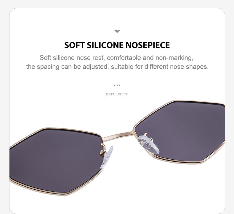 European and American Fashion Irregular Metal Sunglasses for Women Trendy Personality Wide Temple Sunglasses Wholesale sunglass