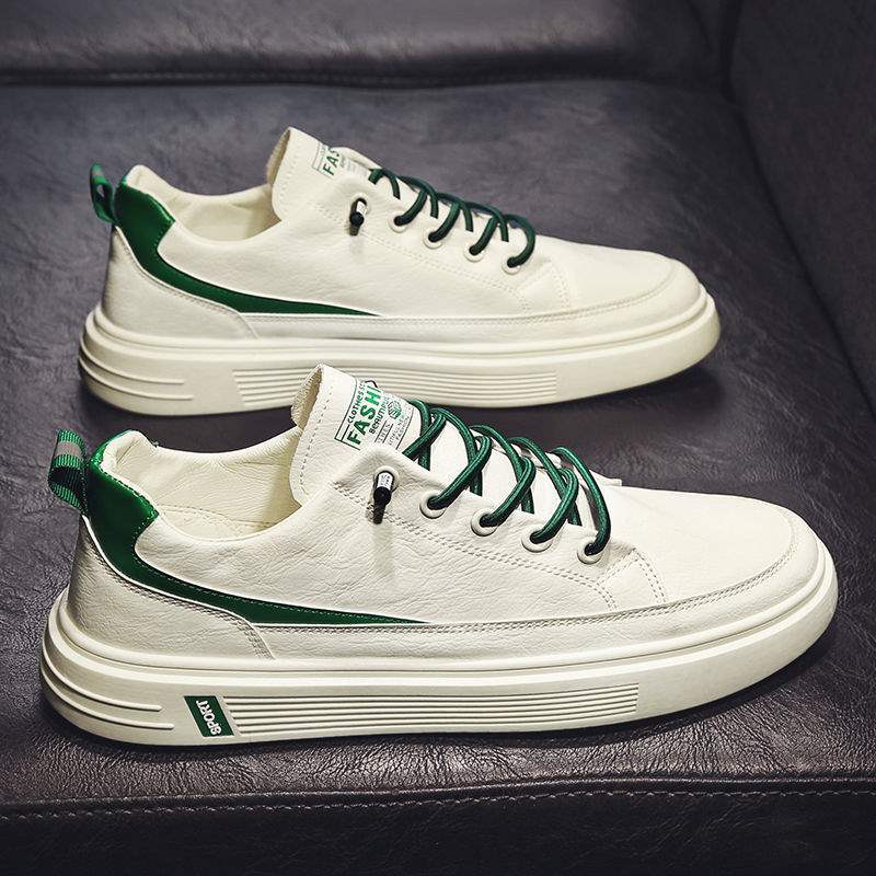 Summer Men's Shoes Spring and Autumn2025New Year's Casual Sports White Sneakers Men's Slip-On Leather Shoes Versatile Trendy Shoes