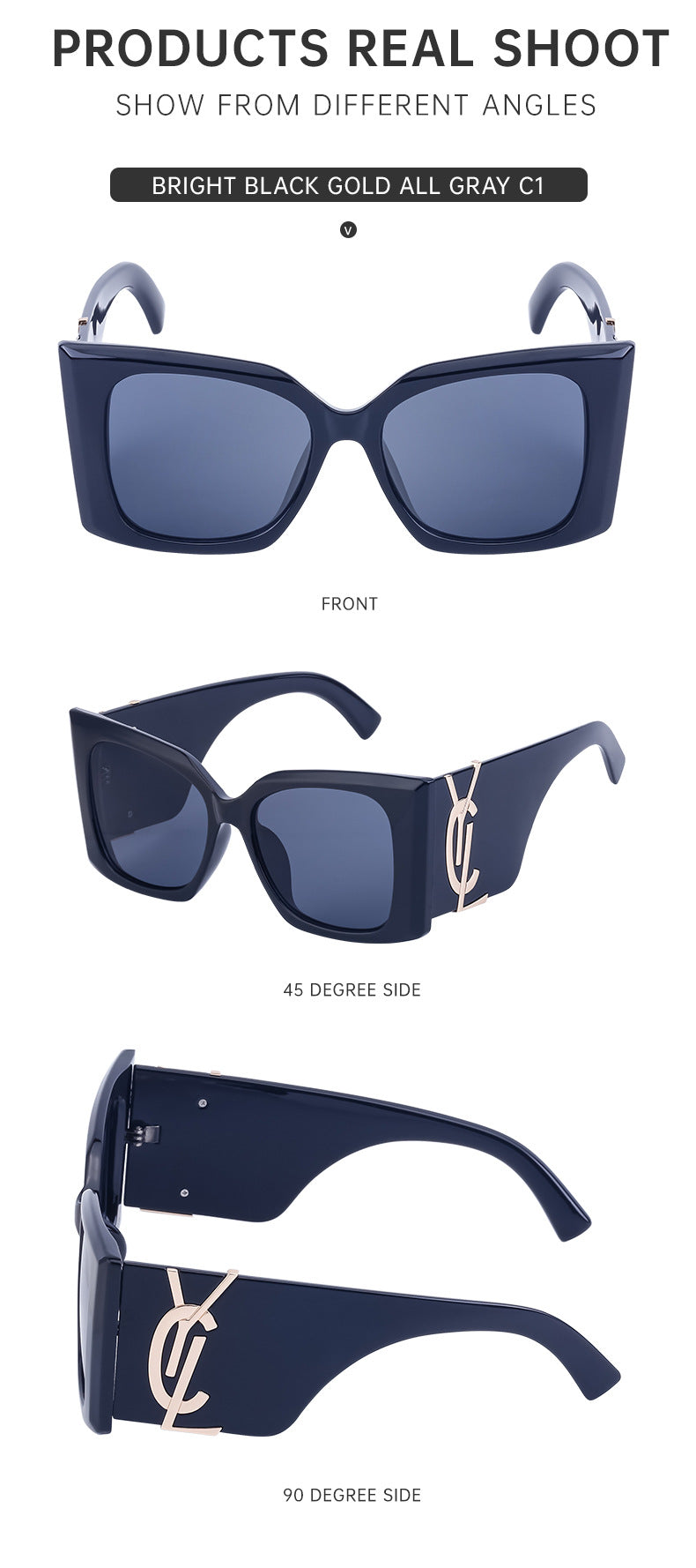 Yang Shulin Style Cat Eye Sunglasses for Women Fashion Large Frame Sunglasses High-end Sun Protection Glasses glasses