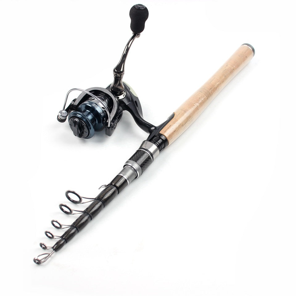 Portable Sea Rod Set with Wooden Handle, Fishing Reel, Telescopic Lure Rod, Fishing Gear, Wholesale from Fishing Rod Manufacturer