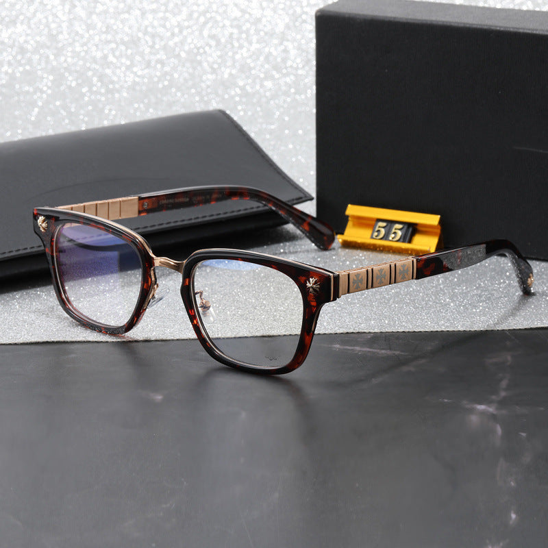 2024New Cross Plain Mirror Retro Artistic Prescription Glasses Frame for Men and Women Non-Prescription Glasses55Belt logo