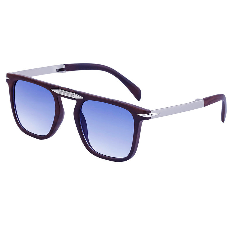 Retro Square Frame Folding Polarized Sunglasses for Men, Trendy Driving Sun Protection Glasses shades