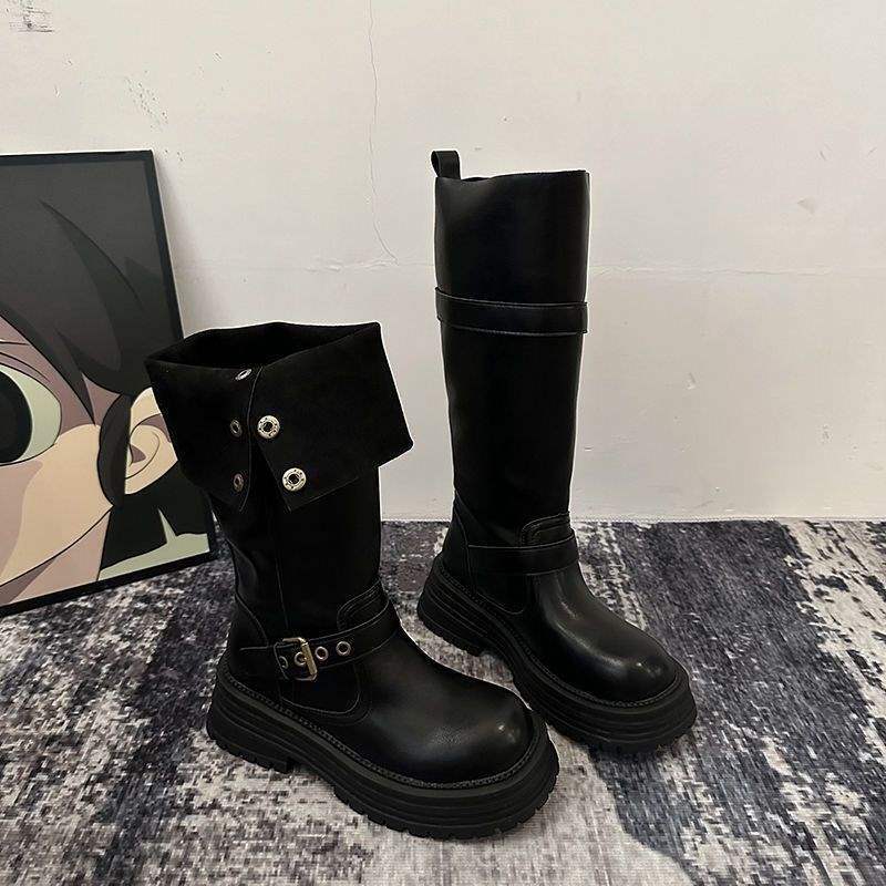 Vintage Long Boots2025Autumn and Winter New Thick Bottom British Fashion