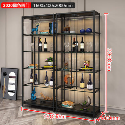 Simple Wine Cabinet Wall-Mounted Living Room Modern Simple Glass Storage Cabinet Home Storage Cabinet Light Luxury High-End Display Cabinet