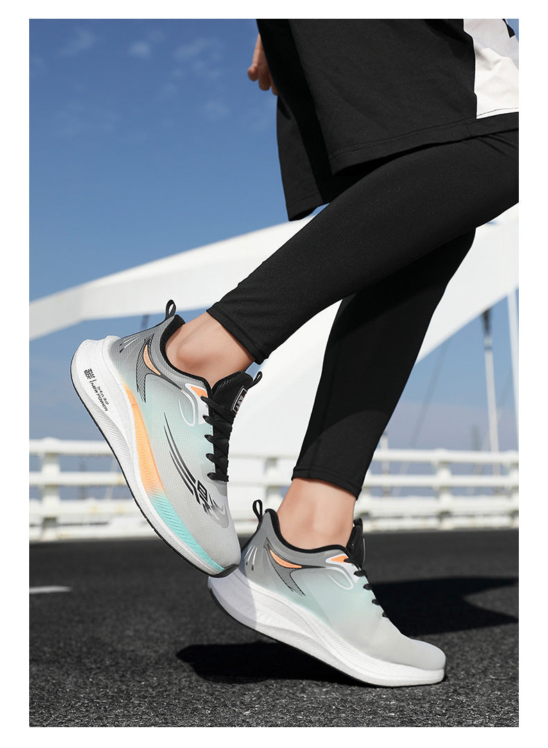 2025Winter New Leather Waterproof Couple Sports Shoes Popcorn Carbon Plate Fleece Lined Thickened Soft Sole Running Shoes