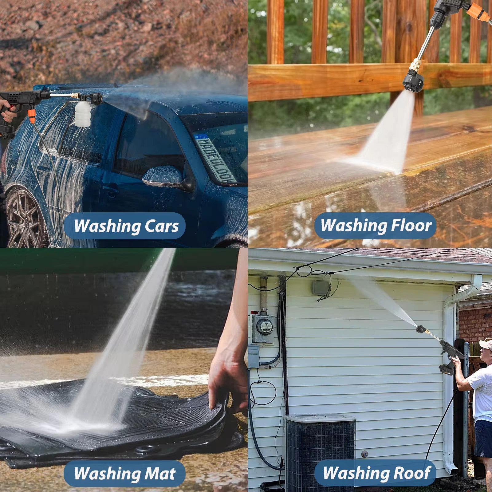 Car Wash Water Gun Household Electric Car Washer Rechargeable Car Wash Gun Watering Flowers Lithium Battery Wireless High Pressure Water Gun Factory Direct Sales