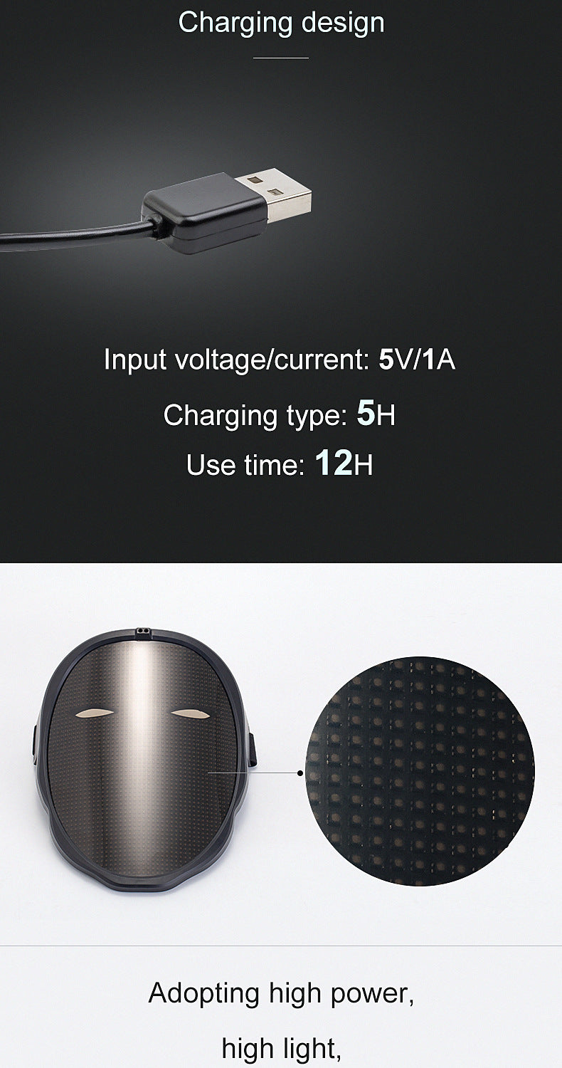 Halloween Colorful LED Glowing Mask Party Sunglasses Rechargeable diy Dynamic Light-Up Mask Face Shield