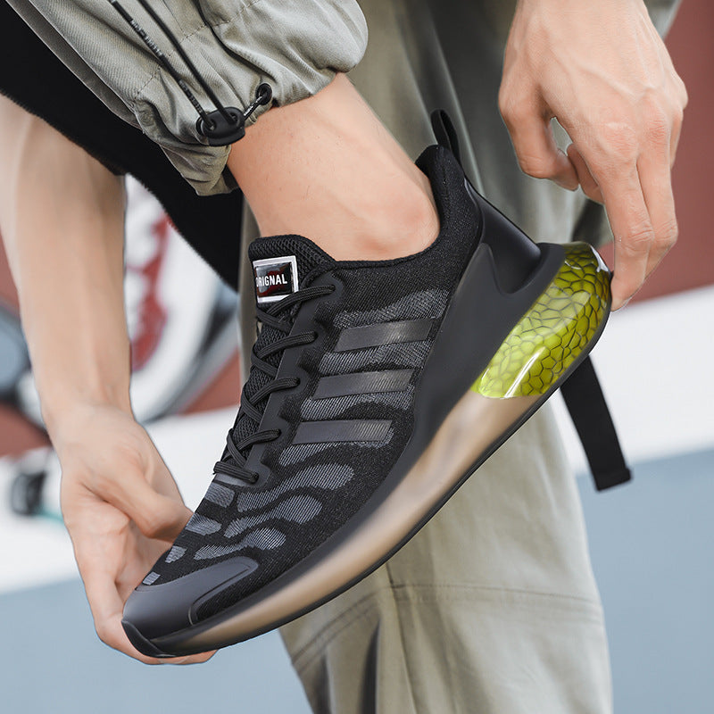 New Outdoor Running Shoes for Men, Soft Sole, Shock Absorption, Real Popcorn Casual Shoes, Breathable Ice Silk Mesh Sports Shoes