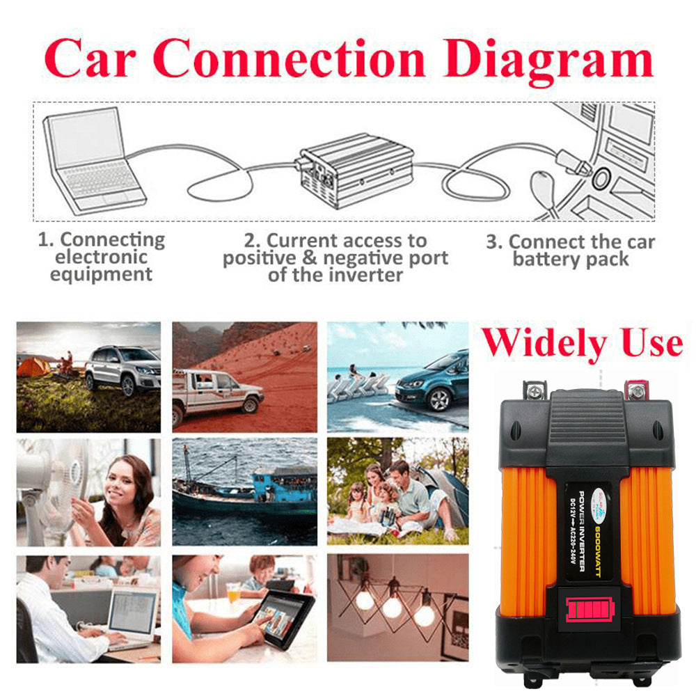Car Converter Car Inverter300W/500W 12V Turn110V/220V Belt3.6A Double USB Mouth