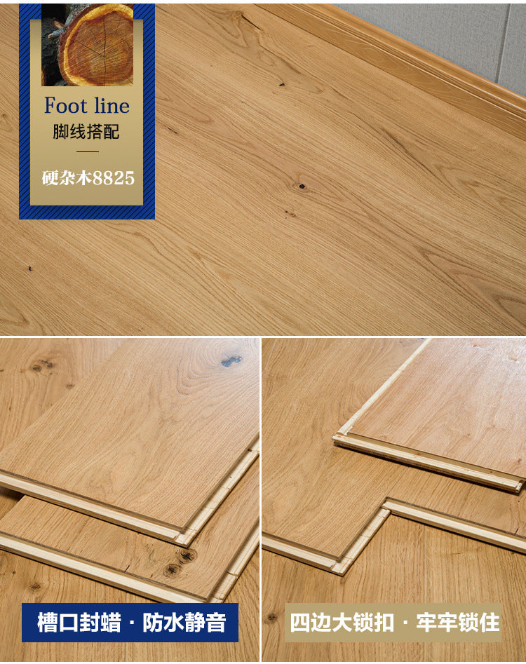 Door-to-Door Installation Old Three-Layer Large Board Pure Three-Layer Solid Wood Floor Oak Log3.0-4.0mm Underfloor Heating