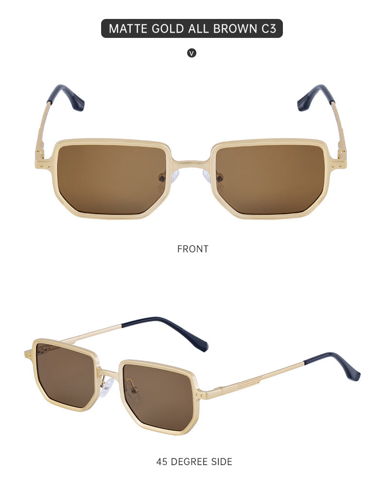 2025New Square Frame Sunglasses for Men with Metal Spring Temples, Sun Protection Glasses, Wholesale for Men shades