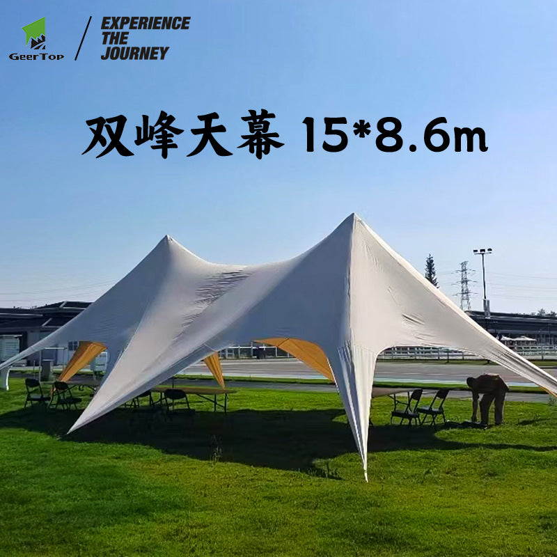 Extra Large Double Peak Canopy Tent Outdoor Camping Rainproof Sunproof Three Peak Giant Octopus Tent Camp Canopy