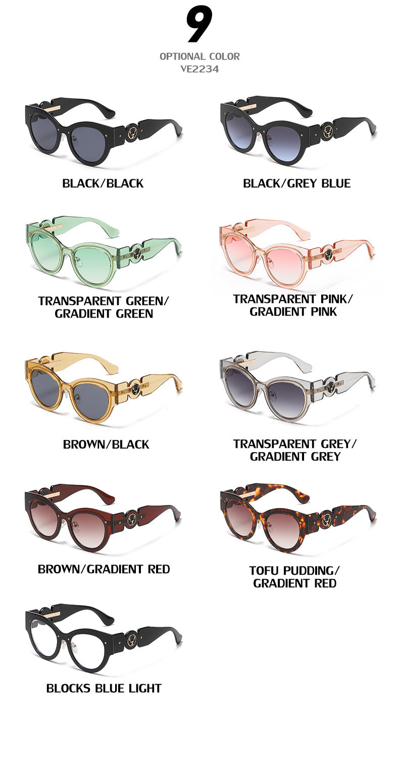 European and American Style Cat Eye Sunglasses for Women with High-end Feel ins Steampunk Frameless Sunglasses for Women Wholesale