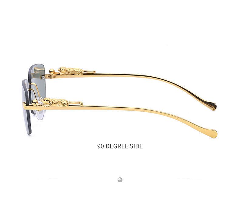 New Fashion Small Frame Square Sunglasses Men's Sunglasses Women's European and American Trendy Rimless Sunglasses Men