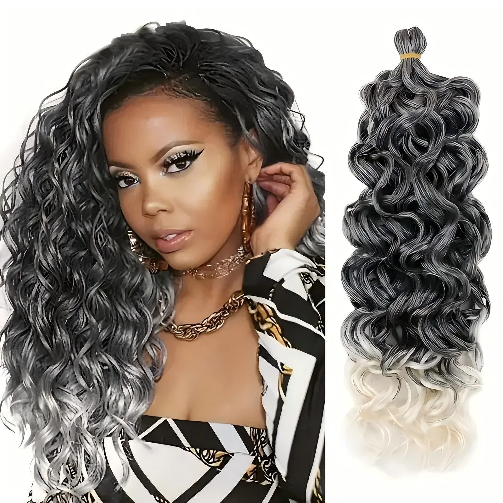 European and American Style Wig Hawaiian Curl Crochet Hair Hawaii Ocean Wave Braiding Hair20in90g