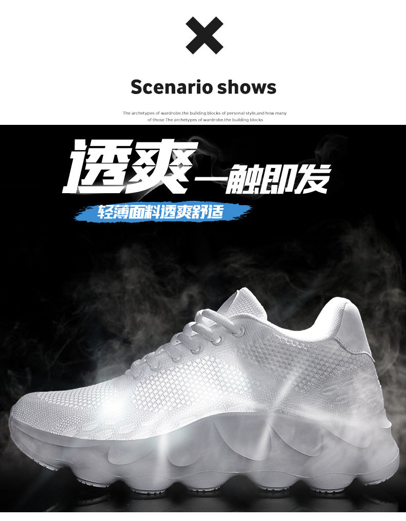 2025Autumn Large Size Men's Mesh Breathable Lightweight Height-Increasing Running Shoes Outdoor Hiking Casual Sports Shoes