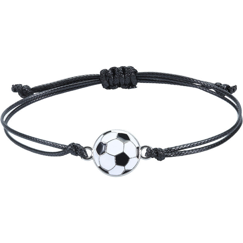 Basketball Wax Line Simple Bracelet Men's Holiday Gift Football Baseball Alloy Pendant Fan Sports Woven Bracelet