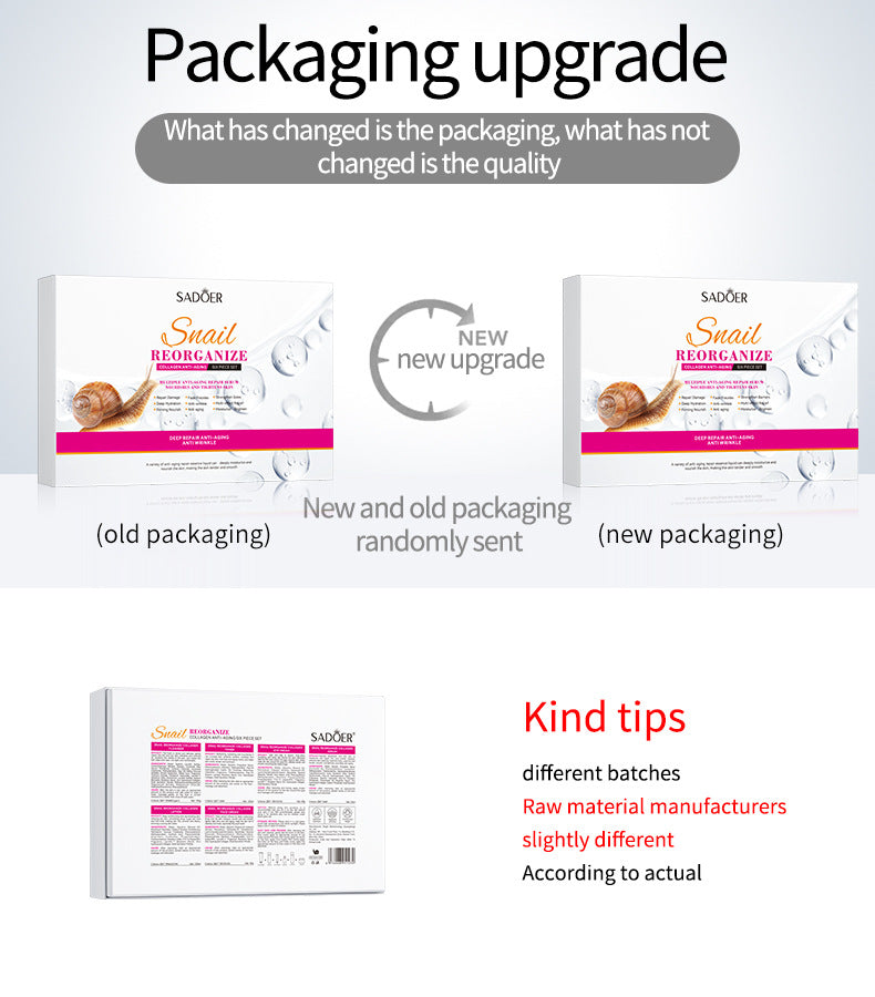 Full English SADOER Snail Restructured Collagen Six-piece Set Moisturizing skin care set  foreign trade wholesale