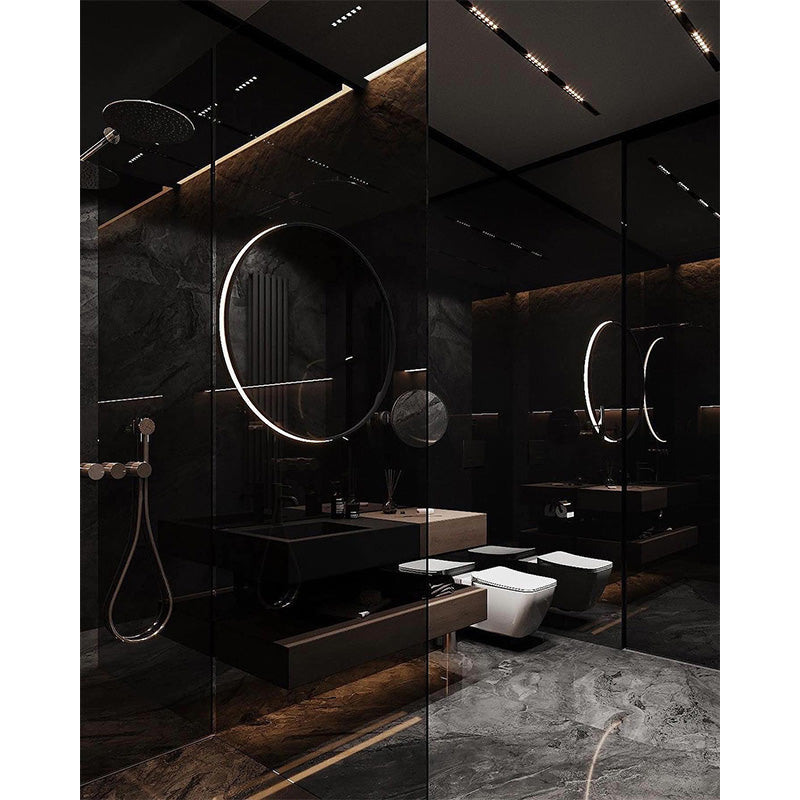 Modern Wall Mounted Matte Black Slate Bathroom Cabinet Vanity Set Single Sink Floating Vanity With Mirror