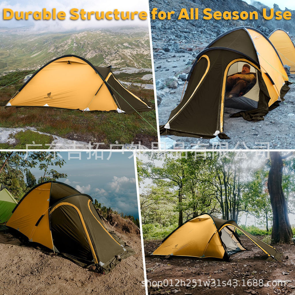New Mountaineering Tent Double Person Double Layer Aluminum Pole Four Seasons Outdoor Camping Tent Windproof Rainproof Tent One Room One Hall