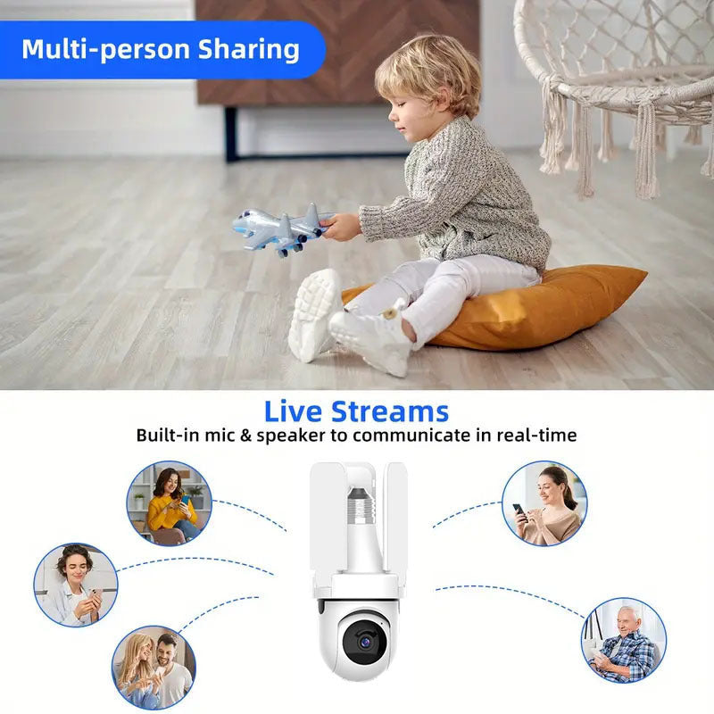 Wireless Light Head Surveillance Camera 360360-Degree Panoramic Smart HD Three-Blade Fan-Shaped Surveillance Camera Light Head