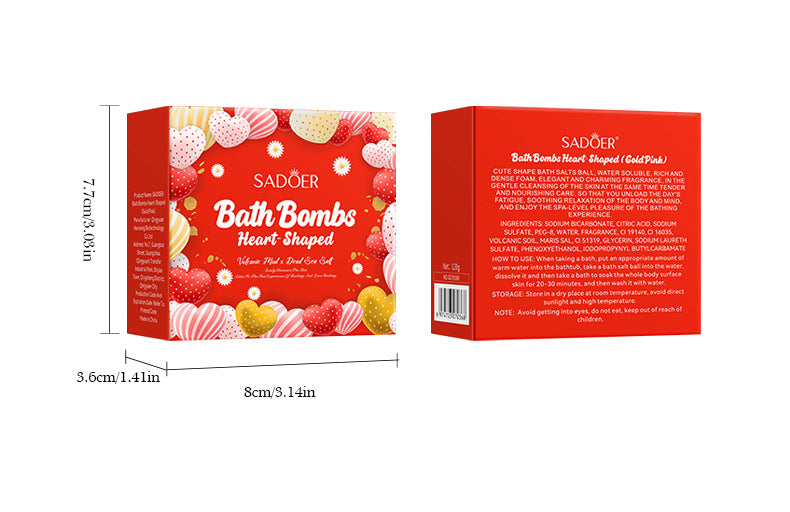 Cross-border Heart-shaped Bath Bomb120g  Deep Cleansing Body Bath Bath Salts Export Manufacturer Wholesale