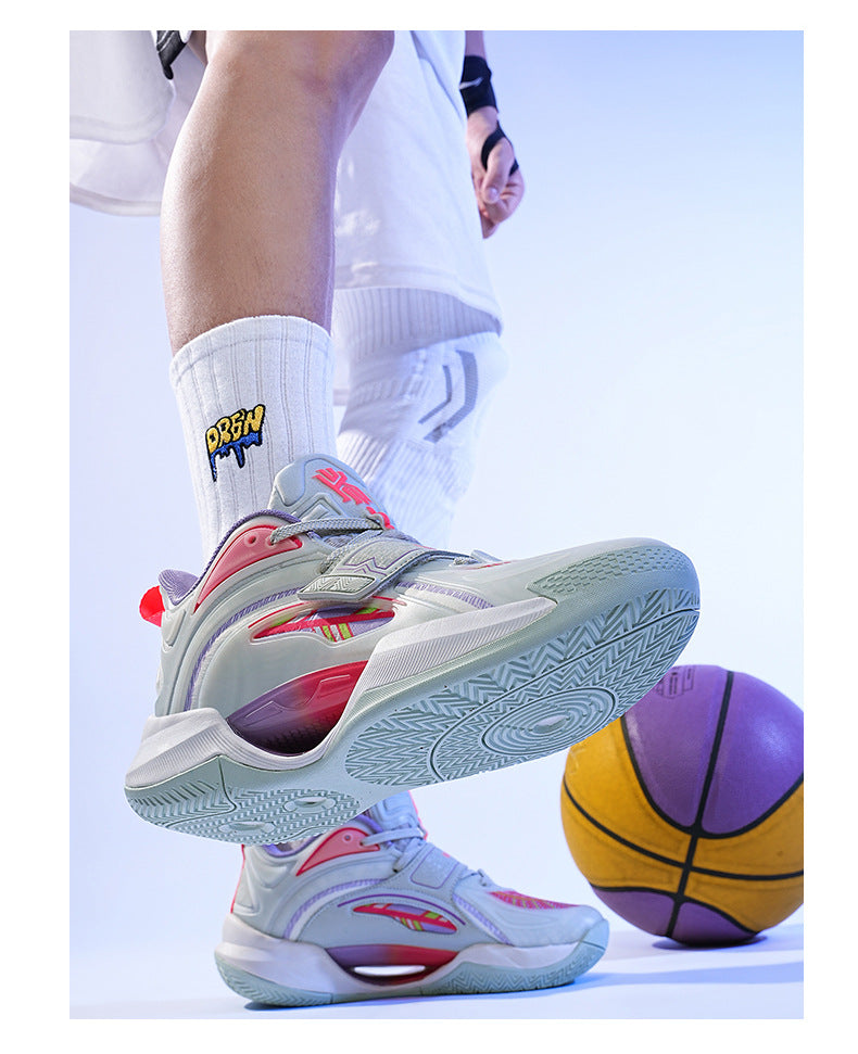 Summer Trendy Fashion Breathable Comfortable Sports Men's Shoes Youth High Elastic Practical Wear-resistant Rubber Sole Basketball Shoes